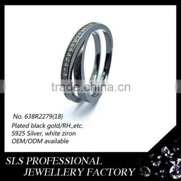 2015 New design black gold plated 925 silver white CZ infinity rings for christmas gift