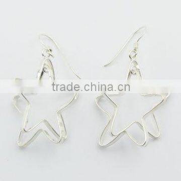 Outlines Of Stars 925 Silver Wirework Dangle Earrings