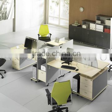 Most Fashionable Curved Wooden Office Workstation Cubicle of 4-seat ( SZ-WS376)