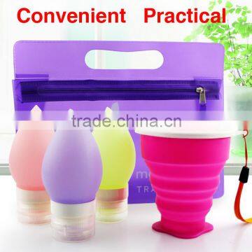 hotsale food grade Heat Resistance silicone foldable cup/OEM silicone folding cup with cover