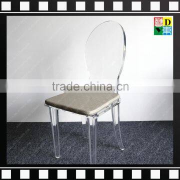 2016 High quality Transparent/clear Acrylic /plexiglass/ PMMA dining chairs with cushion For home/hotel