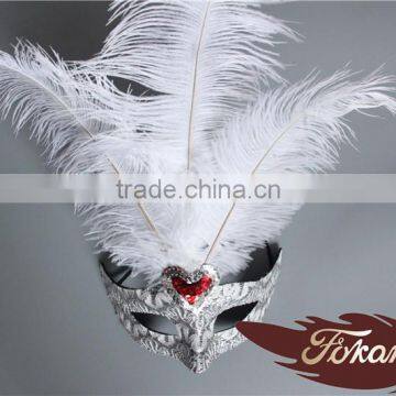 Bleached Pattern Ostrich Feather Mask And Masquerade Mask For Party Supplies