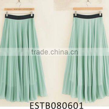 Ladies chiffon flowing soft green ruffle skirt