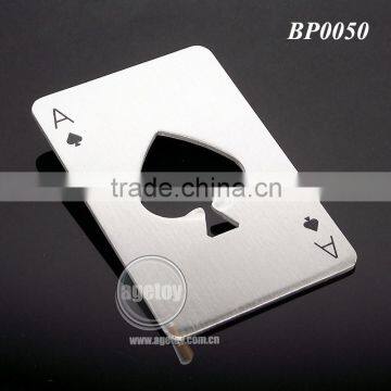 Promotion Beer Gifts Spades A Printed Brushed Stainless Steel Metal Playing Card Shaped Poker Bottle Opener photo-2