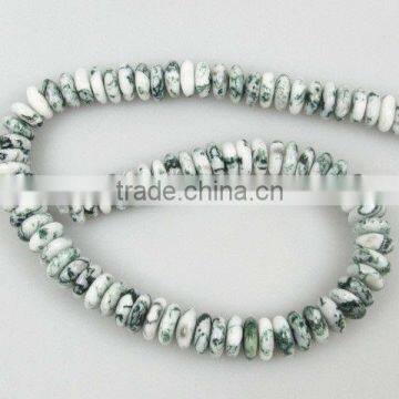 Gemstone moss agate rondelle beads for jewelry