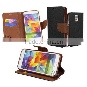 FOR S5 CASE,PU LEATHER WALLET COVER SKIN IN CONTRAST BLACK AND BROWN COLORS FOR S5