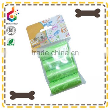 custom printed green pet waste pickup bags