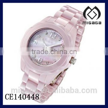 date window display ceramic watch fow women genuine pink ceramic watch