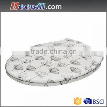 Decorative bathroom soft close toilet seat cover