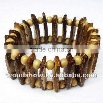 Beauty Coconut Bangle, Wood Beads Bangle, Wood Bracelet