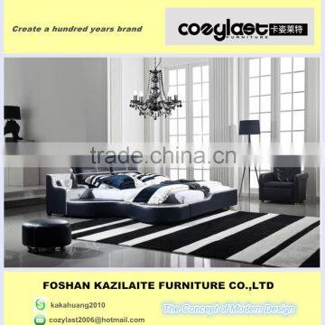 Luxury black and white leather king size bed room set