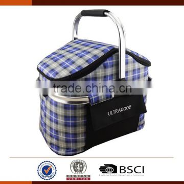 New Style Plaid Insulated Lunch Bag For Food