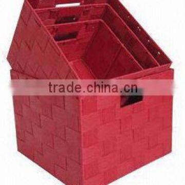 Plastic Woven Straps Baskets, Set of 4