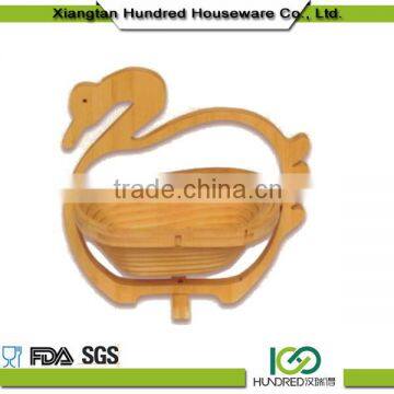 Folding pretty shape bamboo fruit basket for home use