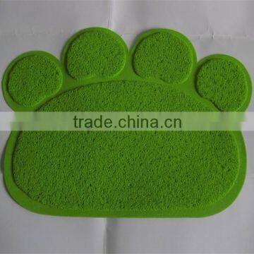 Bright green Pet Paw print litter mat for cats/PVC mat/vinyl cushion floor mat 45x60cm