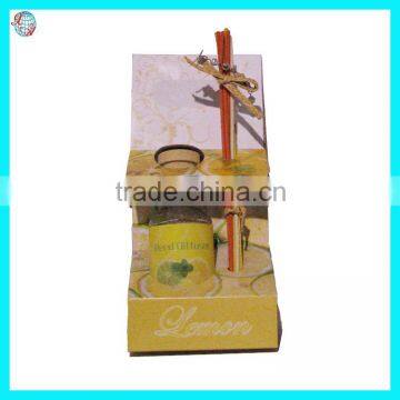 Lemon Fragrance Glass Bottle Reed Diffuser With Wood Cap