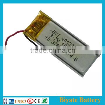 Long life 401230 100mAh 3.7v rechargeable vacuum cleaner battery