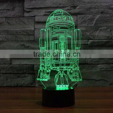 usb + battery operated acrylic night light lamp led 3d color change warship shape light for children kids baby led lamp