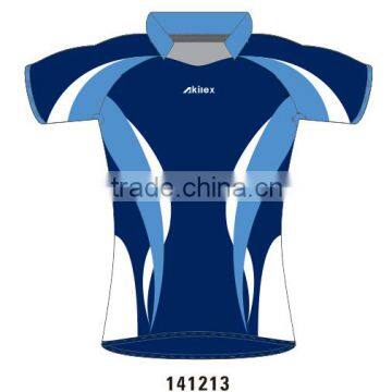 sublimated white blue striped design rugby jersey 2016