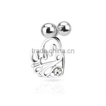 Love Heart Dangle Tragus Cartilage Ear Stud