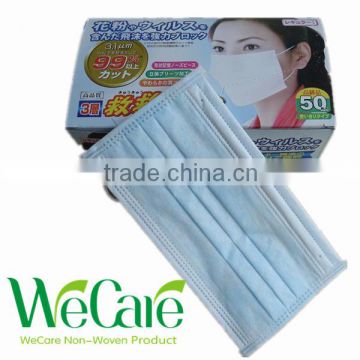 Disposable face mask to prevent spring pollen allergy