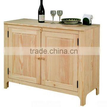 No painted wood sideboard with two doors and insert with a shelf inside,unfinished pine wood sideboard
