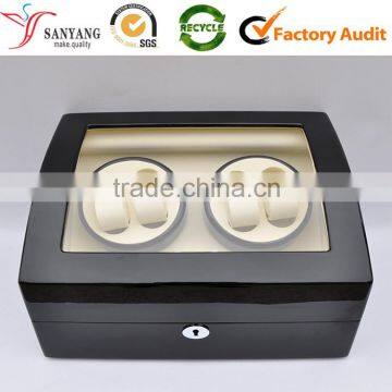 Manufacturer luxury made piano finish two watch winder automatic wooden box