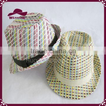 Unisex Colorful Paper Straw Fedora Sun Hats