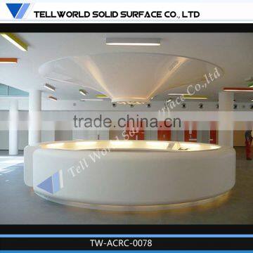 Long fireproof solid surface oval shape reception desks