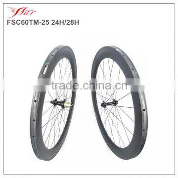 Tubular carbon bicycle wheels 60mm, FSC60TM-25, racing bike wheels Farsports competitive rims, 60mm deep x 25mm wide 700C