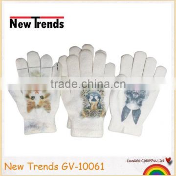 3D Animal printing cute cat rabbit leopard acrylic magic gloves telefingers gloves