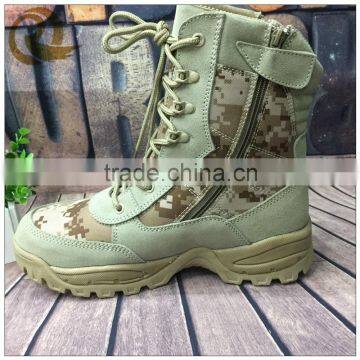 Durable leather double outsole camouflage military shoes