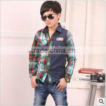 2013 Boy fashion shirt plaid shirts kids