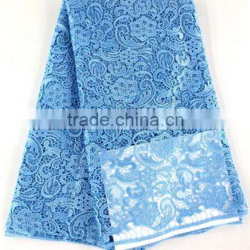 Unique Leaf Design Textile Sky Blue Water Dissolving Lace,Guipure Lace For Wedding