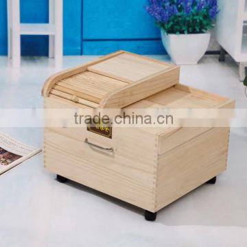 Eco-friendly cheap paulownia wood rice box beans box with roller shutter door