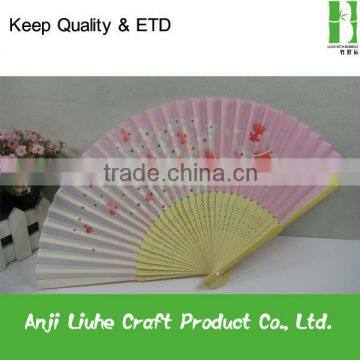 Beautiful lady bamboo hand fan with flower