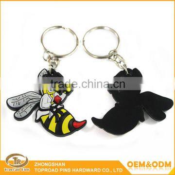 Custom made cartoon shaped cute rubber honey bee 3d soft pvc keychain