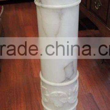 White Marble Carved Pedestal Stand