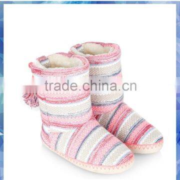 Striped knitted warm boots,stripe knitted ladies fashion boot,women lady half winter shoes