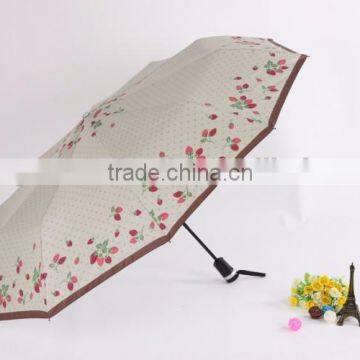 2015 New design 3 folding auto open and close umbrella, uv coated sun and rain umbrella