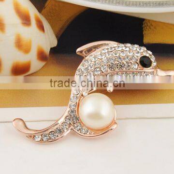 2016 Fashion brooch Wholesale Crystal animal dolphin Brooch