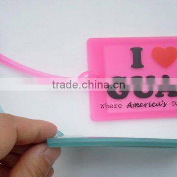 new arrival debossed words pink transparent soft pvc clear luggage tags