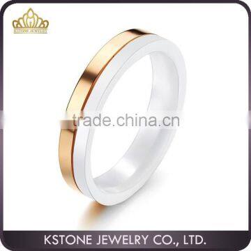 KSTONE Rose gold 316L stainless steel white ceramic ring