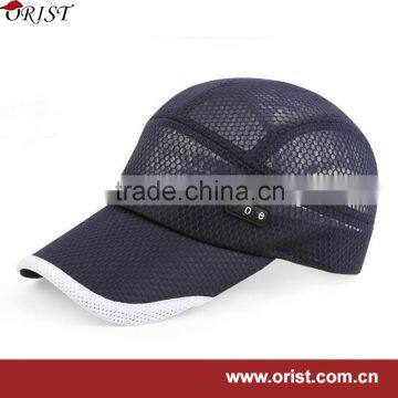 2016 piping brim mesh customization polyester mesh sports cycling cap with plastic ring at back