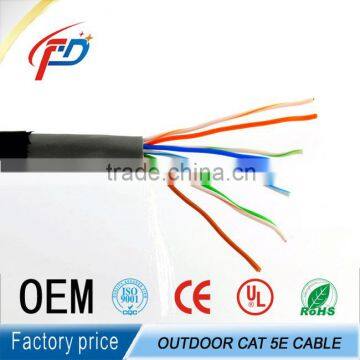 High quality waterproof UTP/FTP/SFTP 24AWG 0.5mm solid cable cat5e armored outdoor