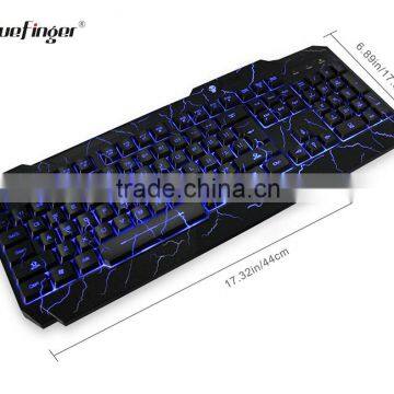 USB Wired Blue LED Backlit Computer Keyboard With Cool Crack Parttern photo-5