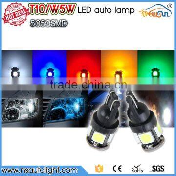 Wholesale 12V T10 5SMD 5050 Car LED Auto Light Bulb W5W White T10 Led