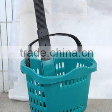 RH-BPR42-2 Multifunctional Supermarket Shopping Plastic Basket With Wheels photo-2