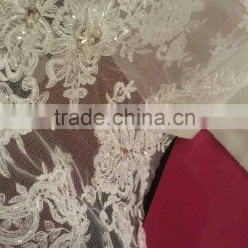 Beaded French Lace Fabric For Wedding