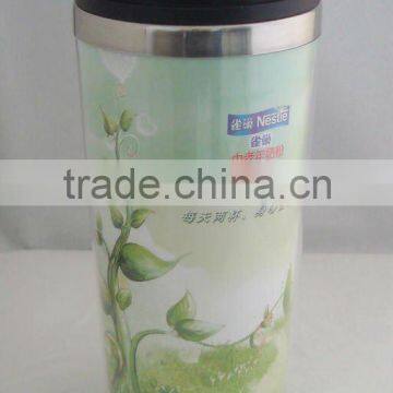 Promotional plastic and stainless steel beer mug 450ml thermos